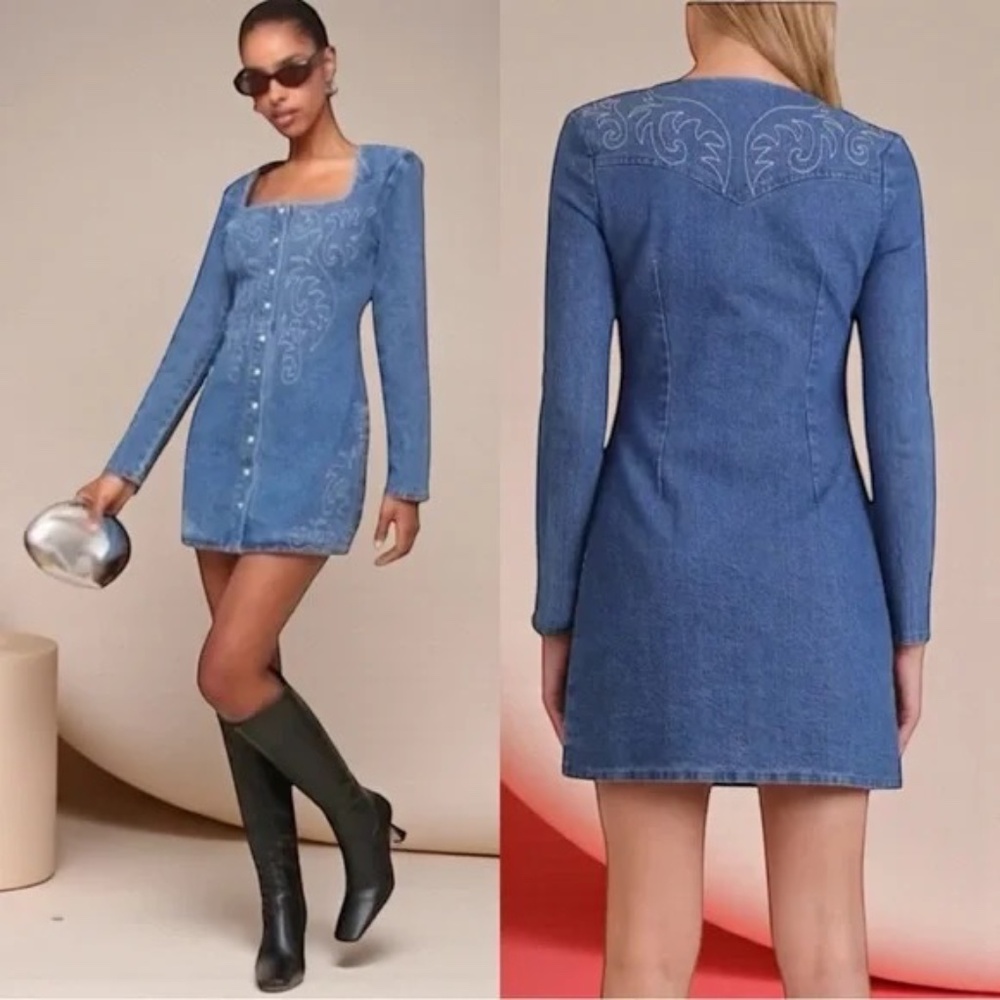 NWT AVEC LES FILLES WESTERN DENIM DRESS, SZ 8